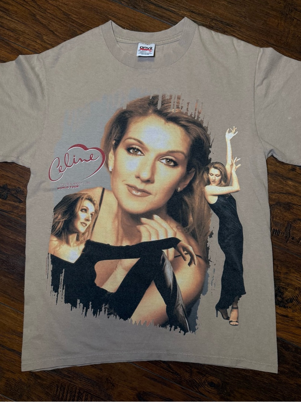 Celine Dion Let's Talk About Love Shirt Mens Medium Gray Music Tour Tee Anvil 99